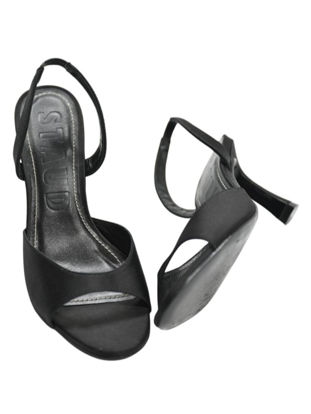 STAUD Black Open-Toe Slingback Sandals